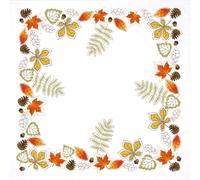 Trimits Embroidery Kit - Tablecloth - Includes Printed Fabric, Threads, Needle & Instructions, 80 x 80cm, Autumn Leaves