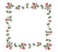 Trimits Embroidery Kit - Tablecloth - Includes Printed Fabric, Threads, Needle & Instructions, 80 x 80cm, Strawberry Fields