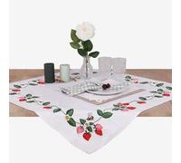 Trimits Embroidery Kit - Tablecloth - Includes Printed Fabric, Threads, Needle & Instructions, 80 x 80cm, Strawberry Fields