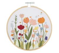 Trimits Embroidery Kit with Hoop - Bloom Design on Pre-Printed Cotton Fabric (25 x 25cm) with Felt Backing, Thread, Needle and Instructions - Uses a Mixture of Popular Embroidery Stitches.