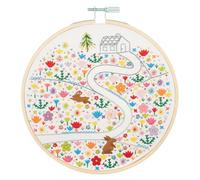Trimits Embroidery Kit with Hoop - Floral Journey Design on Pre-Printed Cotton Fabric (25 x 25cm) with Felt Backing, Thread, Needle and Instructions - Uses a Mixture of Popular Embroidery Stitches.