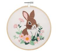 Trimits Embroidery Kit with Hoop - Rabbit Design on Pre-Printed Cotton Fabric (25 x 25cm) with Felt Backing, Thread, Needle and Instructions - Uses a Mixture of Popular Embroidery Stitches.