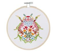 Trimits Embroidery Kits - 15cm 6" Embroidery Beginners Kit, Cross Stitch Kits for Adults, Starter Set with Bamboo Hoop, Fabric, Threads, Needle & Backing - Bug