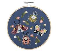 Trimits Embroidery Kits - 15cm 6" Embroidery Beginners Kit, Cross Stitch Kits for Adults, Starter Set with Bamboo Hoop, Fabric, Threads, Needle & Backing - Mini Beasts