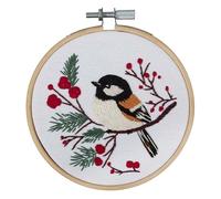 Trimits Embroidery Kits - 15cm 6" Embroidery Beginners Kit, Cross Stitch Kits for Adults, Starter Set with Bamboo Hoop, Fabric, Threads, Needle & Backing - Bird