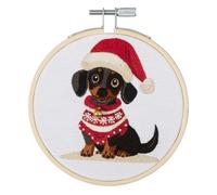 Trimits Embroidery Kits - 15cm 6" Embroidery Beginners Kit, Cross Stitch Kits for Adults, Starter Set with Bamboo Hoop, Fabric, Threads, Needle & Backing - Woof