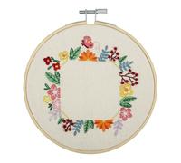 Trimits Embroidery Kits - 15cm 6" Embroidery Beginners Kit, Cross Stitch Kits for Adults, Starter Set with Bamboo Hoop, Fabric, Threads, Needle & Backing - Floral Photo Frame