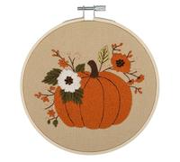 Trimits Embroidery Kits - 15cm 6" Embroidery Beginners Kit, Cross Stitch Kits for Adults, Starter Set with Bamboo Hoop, Fabric, Threads, Needle & Backing - Pumpkin