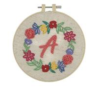 Trimits Embroidery Punch Needle Hoop Kits, 15.2cm 6”, Floral Monogram