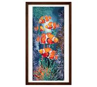 Trimits Extra Large Printed Cross Stitch Kit - Fishes Design on 14 Count Printed Aida Fabric (39 x 82.5cm) with Threads, Needle, Colour Design and Instructions - Great for Skill Progression.