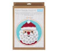 Trimits Father Christmas Punch Needle Kit with Hoop & Yarn | Includes pre-printed fabric, bamboo hoop, acrylic yarn, punch needle tool and threader for beginners.