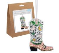 Trimits Felt Decoration Kit - Sequin Cowboy Boot (9.5 x 12.5cm) with Pre-Cut Felt Shapes, Stuffing, Thread, Sequins, Beads, Needles, Ribbon and Instructions - Ideal for beginners and younger crafters.