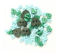Trimits Green Heart Miniature Buttons - Plastic Buttons Suitable for Dressmaking - per Pack of 5