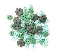 Trimits Green Plastic Flower Miniature Buttons, Suitable for Dressmaking - per Pack of 5