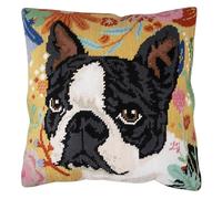 Trimits Half Stitch Cross Stitch Cushion Kit, Cushion Back Included, Pre Printed Canvas, Yarn and Needle Included 40 x 40cm (15.75 x 15.75in), Dog