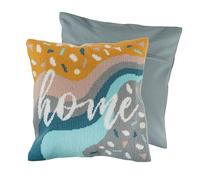 Half Cross Stitch Kit Cushion Home Yellow/Grey