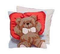 Trimits Half Stitch Cross Stitch Cushion Kit, Cushion Back Included, Pre Printed Canvas, Yarn and Needle Included 40 x 40cm (15.75 x 15.75in), Ted