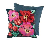 Trimits Half Stitch Cross Stitch Cushion Kit, Cushion Back Included, Pre Printed Canvas, Yarn and Needle Included 40 x 40cm (15.75 x 15.75in), Painted Flower