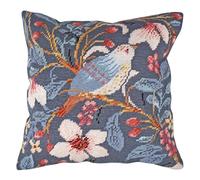 Trimits Half Stitch Cross Stitch Cushion Kit, Cushion Back Included, Pre Printed Canvas, Yarn and Needle Included 40 x 40cm (15.75 x 15.75in), Magnolia Bird