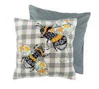 Trimits Half Stitch Cross Stitch Cushion Kit, Cushion Back Included, Pre Printed Canvas, Yarn and Needle Included 40 x 40cm (15.75 x 15.75in), Bees