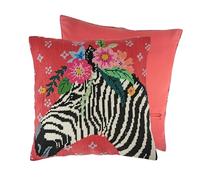Trimits Half Stitch Cross Stitch Cushion Kit, Cushion Back Included, Pre Printed Canvas, Yarn and Needle Included 40 x 40cm (15.75 x 15.75in), Zebra