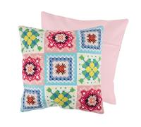 Trimits Half Stitch Cross Stitch Cushion Kit, Cushion Back Included, Pre Printed Canvas, Yarn and Needle Included 40 x 40cm (15.75 x 15.75in), Crochet