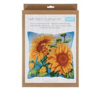 Trimits Half Stitch/Tapestry Cushion Kit - Sunflower 40 x 40cm | Includes Pre-Printed Canvas, Yarns, Needle, Cushion Back and Instructions
