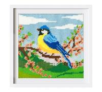 Trimits Half Stitch/Tapestry Kit - Bluetit Design on 12 Count Printed Canvas (21.3 x 21.3cm) with Yarns, Needle, Colour Chart and Instructions - Make a Decorative Tapestry Using Half Stitch.