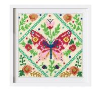 Trimits Half Stitch/Tapestry Kit - Floral Butterfly Design on 12 Count Printed Canvas (21.3 x 21.3cm) with Yarns, Needle, Colour Chart and Instructions - Make a Decorative Tapestry Using Half Stitch.