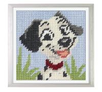 Trimits Half Stitch/Tapestry Kit Puppy with Printed Canvas (17 x 17cm), Acrylic Yarns, Plastic Needle, Colour-Coded Chart and Instructions - Cross Stitch Craft Activity