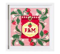 Trimits Half Stitch/Tapestry Kit - Strawberry Jam Design on 12 Count Printed Canvas (21.3 x 21.3cm) with Yarns, Needle, Colour Chart and Instructions - Make a Decorative Tapestry Using Half Stitch.