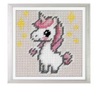 Trimits Half Stitch/Tapestry Kit Unicorn with Printed Canvas (17 x 17cm), Acrylic Yarns, Plastic Needle, Colour-Coded Chart and Instructions - Cross Stitch Craft Activity