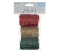 Trimits Jute Balls, Green, Red, Gold, 30m x 2mm (3 Pieces)