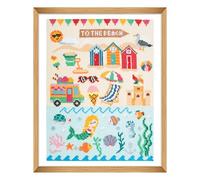 Trimits Large Counted Cross Stitch Kit - Seaside Design on11 Count Aida (25.7 x 34.2cm) with Thread, Needle, Colour-Coded Chart and Instructions - for advancing Cross-Stitch Skills.