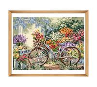 Trimits Large Cross Stitch Kits - Counted Embroidery Needlework for Adults Beginners Kids, Christmas Gifts Wall Art (Frame Not Included), 11 Count, Bicycle