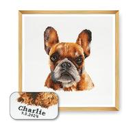 Trimits Large Cross Stitch Kits - Counted Embroidery Needlework for Adults Beginners Kids, Christmas Gifts Wall Art (Frame Not Included), 11 Count, French Bulldog