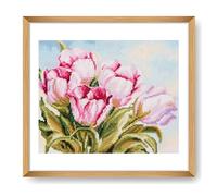 Trimits Large Cross Stitch Kits - Counted Embroidery Needlework for Adults Beginners Kids, Christmas Gifts Wall Art (Frame Not Included), 11 Count, Tulip