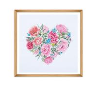 Trimits Large Cross Stitch Kits - Counted Embroidery Needlework for Adults Beginners Kids, Christmas Gifts Wall Art (Frame Not Included), 11 Count, Floral Heart