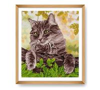 Trimits Large Cross Stitch Kits - Counted Embroidery Needlework for Adults Beginners Kids, Christmas Gifts Wall Art (Frame Not Included), 11 Count, Cat