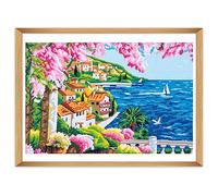 Trimits Large Cross Stitch Kits - Counted Embroidery Needlework for Adults Beginners Kids, Christmas Gifts Wall Art, (Frame Not Included) 14 Count, Riviera