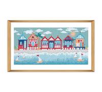 Trimits Large Cross Stitch Kits - Counted Embroidery Needlework for Adults Beginners Kids, Christmas Gifts Wall Art (Frame Not Included), 11 Count, Beach Huts