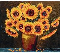 Trimits Large Cross Stitch Kits - Counted Embroidery Needlework for Adults Beginners Kids, Christmas Gifts Wall Art (Frame Not Included), 14 Count, Sunflower Bloom