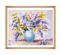 Trimits Large Cross Stitch Kits - Counted Embroidery Needlework for Adults Beginners Kids, Christmas Gifts Wall Art (Frame Not Included), 11 Count, Lilacs