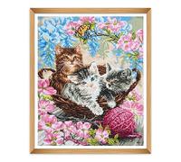 Trimits Large Cross Stitch Kits - Counted Embroidery Needlework for Adults Beginners Kids, Christmas Gifts Wall Art, (Frame Not Included) 14 Count, Cats