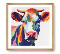 Trimits Large Cross Stitch Kits - Counted Embroidery Needlework for Adults Beginners Kids, Christmas Gifts Wall Art (Frame Not Included), 11 Count, Cow