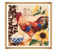 Trimits Large Cross Stitch Kits - Counted Embroidery Needlework for Adults Beginners Kids, Christmas Gifts Wall Art (Frame Not Included), 11 Count, Country Rooster