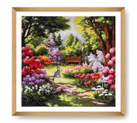 Trimits Large Cross Stitch Kits - Counted Embroidery Needlework for Adults Beginners Kids, Christmas Gifts Wall Art, (Frame Not Included) 14 Count, Garden