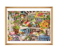 Trimits Large Cross Stitch Kits - Counted Embroidery Needlework for Adults Beginners Kids, Christmas Gifts Wall Art, (Frame Not Included) 14 Count, Gardeners Paradise