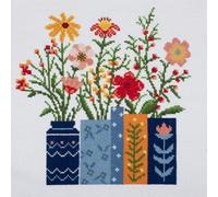 Trimits Large Cross Stitch Kits - Counted Embroidery Needlework for Adults Beginners Kids, Christmas Gifts Wall Art (Frame Not Included), 11 Count, Flowers in Vase