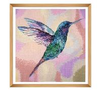 Trimits Large Cross Stitch Kits - Counted Embroidery Needlework for Adults Beginners Kids, Christmas Gifts Wall Art (Frame Not Included), 11 Count, Hummingbird
